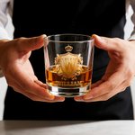 Personalized Golden Badge Initial Name 10 oz Rock Whiskey Glass Old Fashioned Birthday Gift for Man Bartender Whiskey Enthusiast