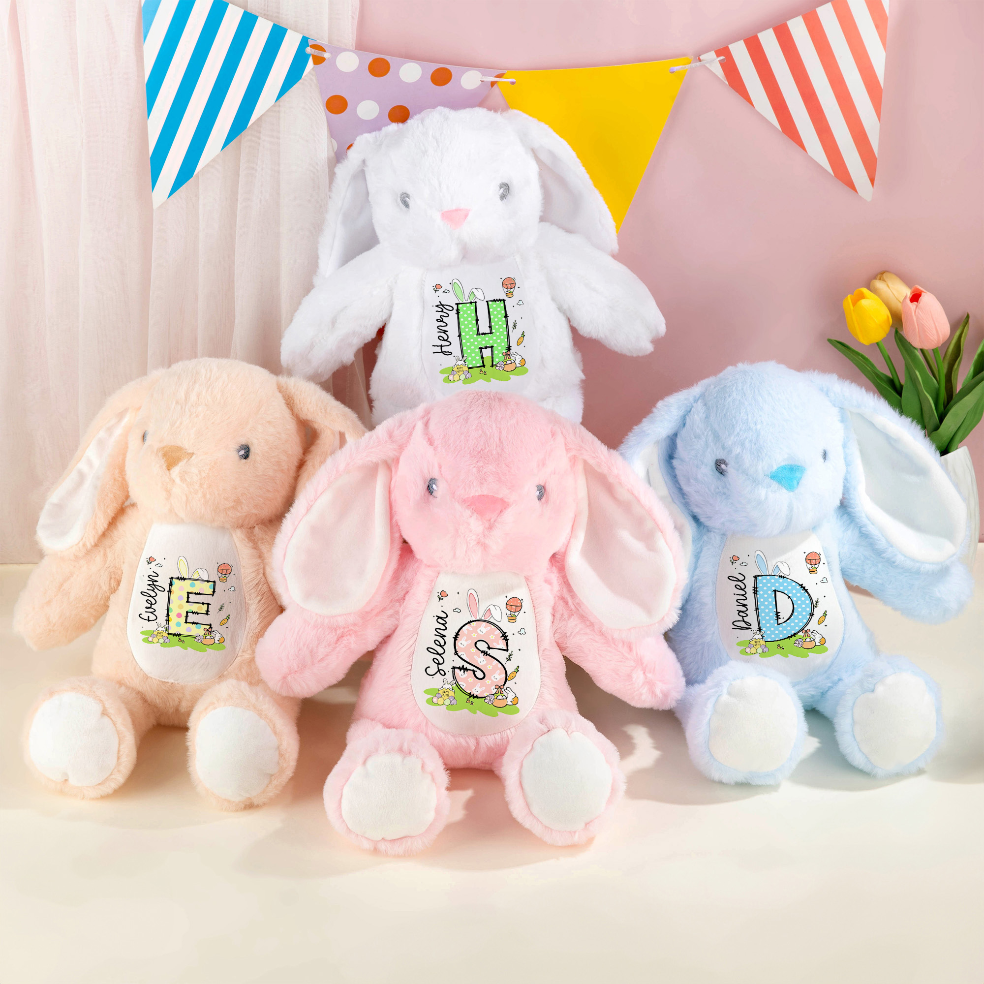 Personalisierte Multi-Color niedlichen Peter Rabbit Plüsch Osterhase Plüschtier mit Namen Ostern Geschenk für Neugeborene Kinder