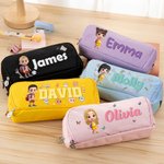 Astuccio personalizzato con personaggio a effetto 3D e tre scomparti con nome regalo ideale per ritorno a scuola e compleanni per ragazzi e ragazze