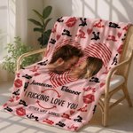 Henkilökohtaiset pariskuntakuvat Sydän sormenjälki Kiss pehmeä heittää peitto nimi Home Decor syntymäpäivä ystävänpäivä lahja pariskunnalle