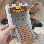 Gepersonaliseerde 3D afgedrukt kasteel stenen muur brug Feeder Box met tekst Reptile Habitat Adoptie Verjaardag Gift voor hagedis Reptile eigenaars
