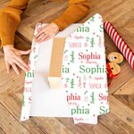 Personalised Snowman Reindeer Sweets Cane Wrapping Paper with Name Christmas DIY Craft Packaging Gift for Family Kids