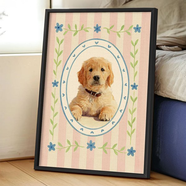 Acuarela Personalizada y Lápiz de Color Estilo Retrato de Mascota Foto Lienzo Pintura con Nombre Decoración del Hogar Mascota Regalo de Cumpleaños para los dueños de mascotas Pet Lovers