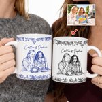 Personalizada Retro Pluma Estilo Dibujo Foto Floral 11 oz 15 oz Taza de Cerámica con Texto Uso Diario Regalo de Cumpleaños para Amigos Besties