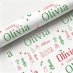 Personalised Snowman Reindeer Sweets Cane Wrapping Paper with Name Christmas DIY Craft Packaging Gift for Family Kids