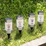 Spersonalizowany bukiet kwiatów narodzin Krzyż Wodoodporna słoneczna lampka ogrodowa z imieniem Zdejmowana dekoracja kościoła ogrodowego Chrzest Prezent urodzinowy dla chrześcijanina