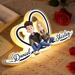 Personalizzato 3D stile Cartoon Character Acrilico LED Luce notturna con nome Home Decor Regalo di San Valentino per la coppia