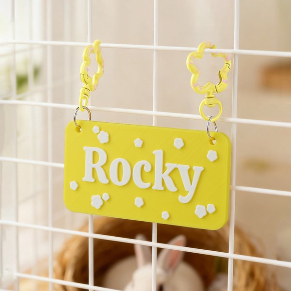 Personalized Multicolor 3D-Printed Nameplate Small Pet Cage Name Tag for Guinea Pigs Rabbits Hamsters Chinchillas Birthday Gift for Pet Lovers