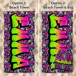 Personalized Stylish Graffiti Oversized Quick Dry Beach Towel with Name Beach Party Travel Essentials Birthday Gift for Kids Family