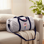 Personalised Cartoon Travel Character Striped Travel Duffel Bag with Name and Shoulder Strap Daily Use Birthday Gift for Women