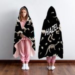 Personalized Dinosaur Fossil Soft Hooded Blanket with Name Daily Use Birthday Gift for Kids Teenagers Boys