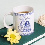 Personalizada Retro Pluma Estilo Dibujo Foto Floral 11 oz 15 oz Taza de Cerámica con Texto Uso Diario Regalo de Cumpleaños para Amigos Besties