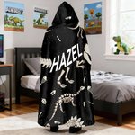Personalized Dinosaur Fossil Soft Hooded Blanket with Name Daily Use Birthday Gift for Kids Teenagers Boys