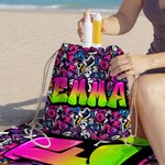 Gepersonaliseerd Stijlvol Graffiti Sneldrogend Strandlaken met Naam Strandfeest en Reisbenodigdheden Verjaardagscadeau voor Kinderen en Familie