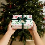 Personalised Snowman Reindeer Sweets Cane Wrapping Paper with Name Christmas DIY Craft Packaging Gift for Family Kids