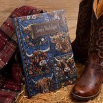 Personalized Faux Embroidered Horse Chicken Cow Flower Denim Journal Notebook with Text and 100 Lined Pages Daily Use Birthday Gift for Women