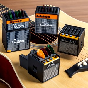 Boîte de rangement pour médiator guitare personnalisé avec nom - Accessoire en forme d'amplificateur - Cadeau anniversaire pour guitariste musicien