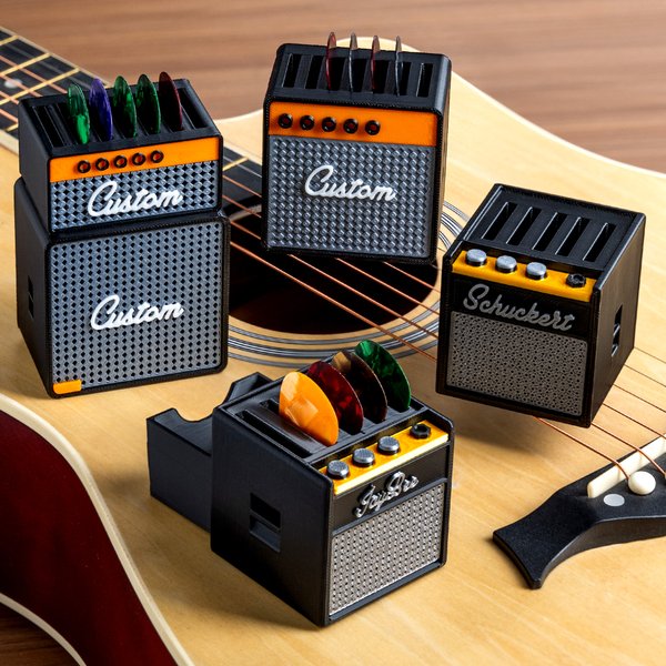 Personalized 3D Printing Retro Guitar Amp Shape Guitar Picks Holder Plectrum Storage Box with Name Birthday Gift for Musician Guitar Player