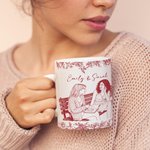 Personalizada Retro Pluma Estilo Dibujo Foto Floral 11 oz 15 oz Taza de Cerámica con Texto Uso Diario Regalo de Cumpleaños para Amigos Besties