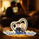 Personalizzato 3D stile Cartoon Character Acrilico LED Luce notturna con nome Home Decor Regalo di San Valentino per la coppia