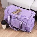 Personalized Watercolour Birth Flower Cowboy Boots Travel Duffel Bag with Name and Shoes Compartment Birthday Travel Gift for Cowgirl