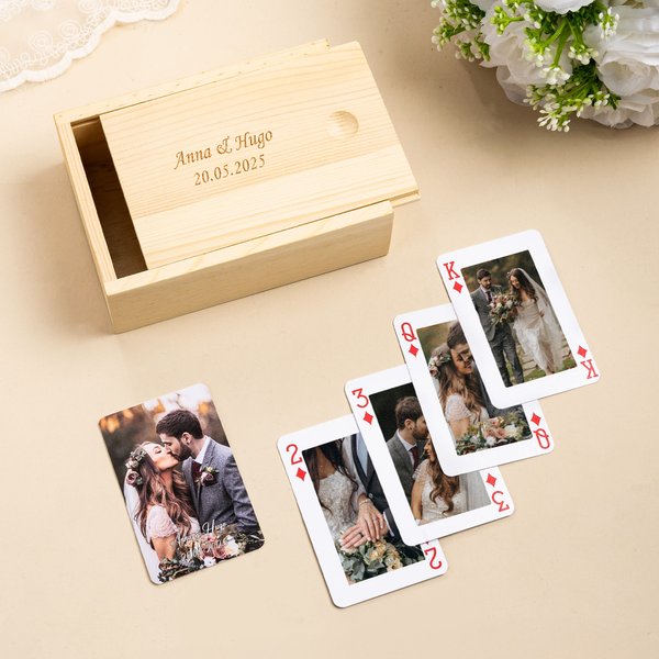 Gepersonaliseerde Speelkaarten met Foto Naam en Datum Perfect Cadeau voor Bruiloft Jubileum en Verjaardag voor Koppels Vrienden of Familie