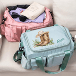 Personalized Watercolour Birth Flower Cowboy Boots Travel Duffel Bag with Name and Shoes Compartment Birthday Travel Gift for Cowgirl