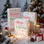 Personalised Snowman Reindeer Sweets Cane Wrapping Paper with Name Christmas DIY Craft Packaging Gift for Family Kids