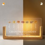 Henkilökohtainen We Love You Birth Flower Rectanglar akryyli LED yövalo puinen pohja ja 1-12 nimet Äitienpäivälahja äidille isoäidille
