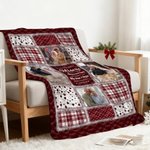 Personalised Photo Comfort Message Plaid Soft Throw Blanket with Name Home Decor Memorial Sympathy Gift for Family Friends