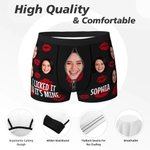 Personalised Funny Open Zipper Face Photo Red Lips Boxer Brief Men's Underwear with Name Valentine's Day Anniversary Gift for Men