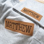 Personalised 100% Cotton Baby Boy Romper Hat with PU Leather Name Patch Baby Shower Birthday Gift for Newborn New Parent