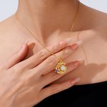 Collana personalizzata Sole e Luna con pietra di nascita Gioielli celesti Compleanno Regalo per la festa della mamma Donna