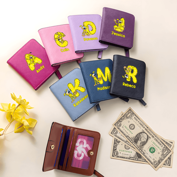 Gepersonaliseerde Langstaartige Luipaard Marsupilami Portemonnee met Naam Voorletter Verjaardagscadeau voor Vriendin Familie | Callie × Marsupilami®