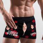 Personalised Funny Open Zipper Face Photo Red Lips Boxer Brief Men's Underwear with Name Valentine's Day Anniversary Gift for Men