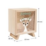 Tirelire en Bois Personnalisée avec Motif Animaux Couronne de Fleurs Mignonne et Nom  Cadeau Fête des Enfants Anniversaire pour Enfants
