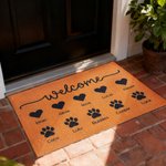 Zerbino antiscivolo personalizzato con nome Welcome Heart Dog Paw Print Regalo di compleanno per i proprietari di cani