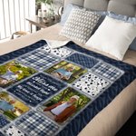 Personalised Photo Comfort Message Plaid Soft Throw Blanket with Name Home Decor Memorial Sympathy Gift for Family Friends