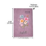 Planificador personalizado Wildflower 2026 Calendario A5 Libreta con nombre Diario de planificación Día Cumpleaños Regalo para amigos Estudiantes