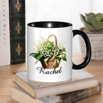 Personalised Birth Flower Basket 11oz Ceramic Coffee Mug with Name Birthday Gift for Women