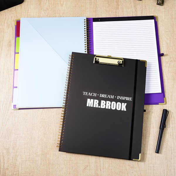 Gepersonaliseerd Multicolor A4 Klembord met Titel PP Binnenblad en Notitieblok Kantoorbenodigdheden Verjaardagscadeau voor Leraar Student