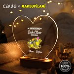 Spersonalizowana lampka nocna LED w kształcie serca z imionami dla pary z długim ogonem Marsupilami Dekoracja domu Prezent urodzinowy dla zakochanych | Callie × Marsupilami®