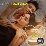 Spersonalizowana lampka nocna LED w kształcie serca z imionami dla pary z długim ogonem Marsupilami Dekoracja domu Prezent urodzinowy dla zakochanych | Callie × Marsupilami®