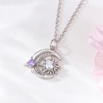 Collana personalizzata Sole e Luna con pietra di nascita Gioielli celesti Compleanno Regalo per la festa della mamma Donna