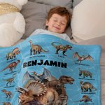 Personalisierte Dinosaurier Themed Multicolor weiche Decke mit Namen Home Decor Geburtstagsgeschenk für Kinder Dinosaurier-Liebhaber