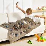 Personalisierte Dinosaurier Themed Multicolor weiche Decke mit Namen Home Decor Geburtstagsgeschenk für Kinder Dinosaurier-Liebhaber