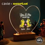 Spersonalizowana lampka nocna LED w kształcie serca z imionami dla pary z długim ogonem Marsupilami Dekoracja domu Prezent urodzinowy dla zakochanych | Callie × Marsupilami®