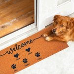 Zerbino antiscivolo personalizzato con nome Welcome Heart Dog Paw Print Regalo di compleanno per i proprietari di cani