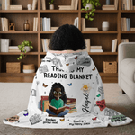 Personalised Birth Flower Cartoon Reading Girl Soft Throw Arctic Velvet Hooded Blanket with Name Birthday Gift for Librarians Book Lovers