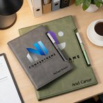 Personalized Company Logo PU Leather Refillable Binder Notebook Pen Set with Name and Slogan Anniversary Promotion Gift for Employee